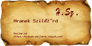 Hranek Szilárd névjegykártya